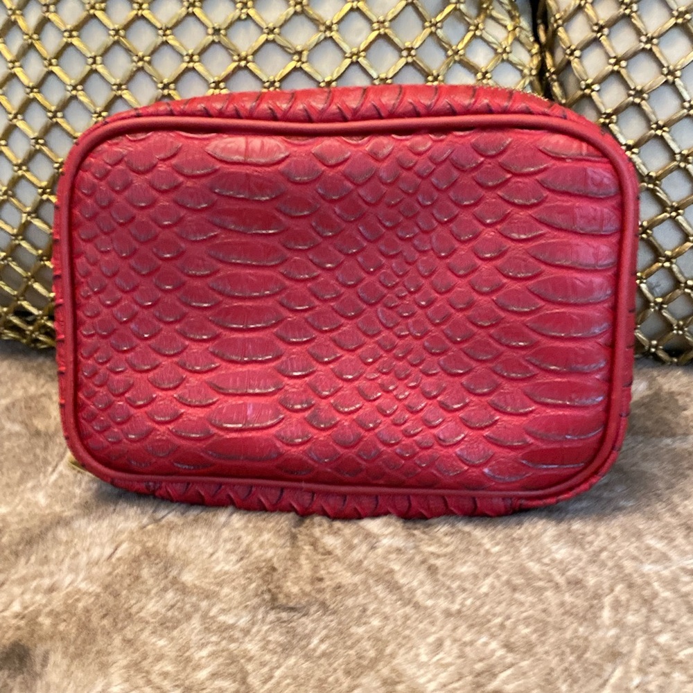 Nordstrom Red Textured Cosmetic Bag